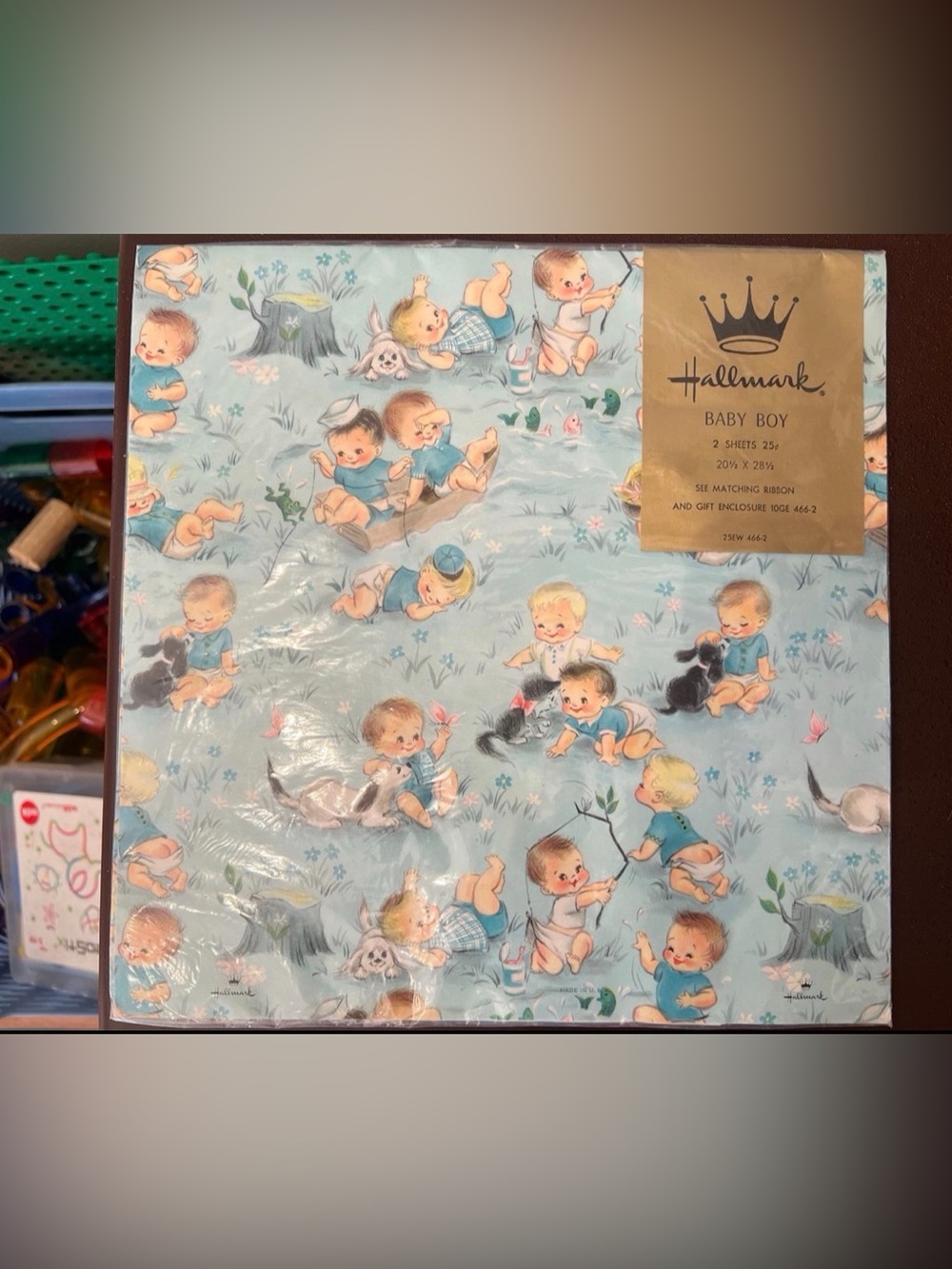 Vintage hallmark baby shower wrapping paper